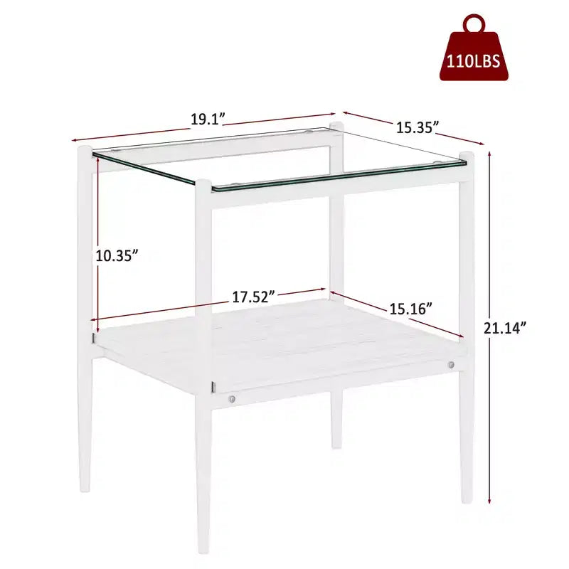 Tables d'appoint modernes avec plateau en verre trempé, lot de 2