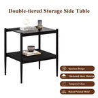 Tables d'appoint modernes avec plateau en verre trempé, lot de 2