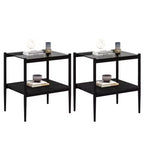 Tables d'appoint modernes avec plateau en verre trempé, lot de 2