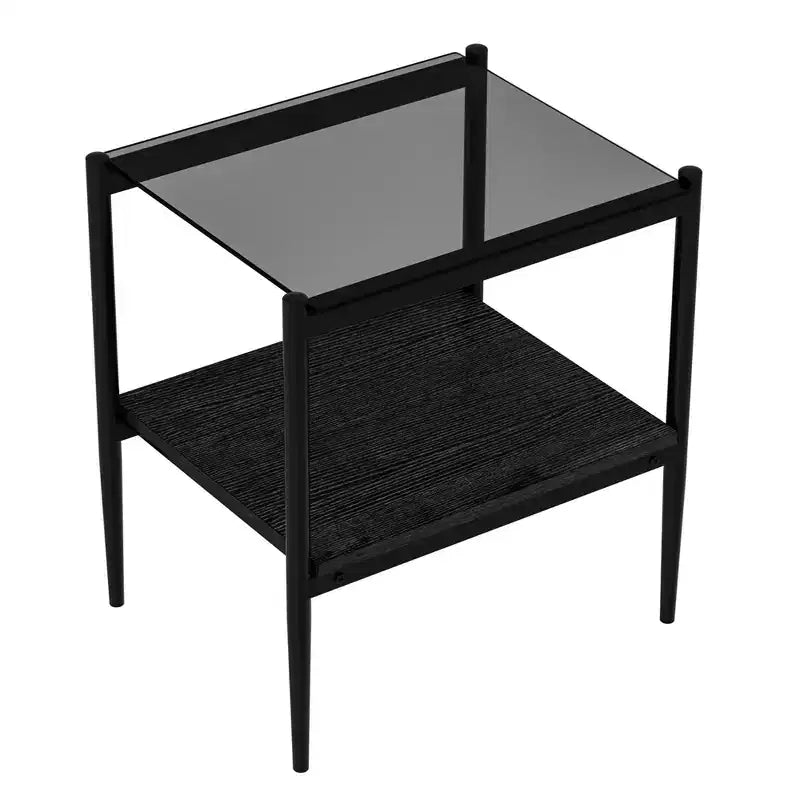 Tables d'appoint modernes avec plateau en verre trempé, lot de 2