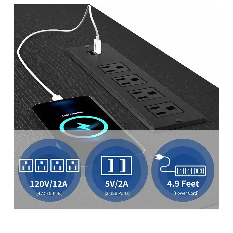 Meuble TV LED avec prises de courant et étagères de rangement pour téléviseurs 70/65/60 pouces, console multimédia de meuble TV pour salon