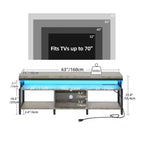 Meuble TV LED avec prises de courant et étagères de rangement pour téléviseurs 70/65/60 pouces, console multimédia de meuble TV pour salon