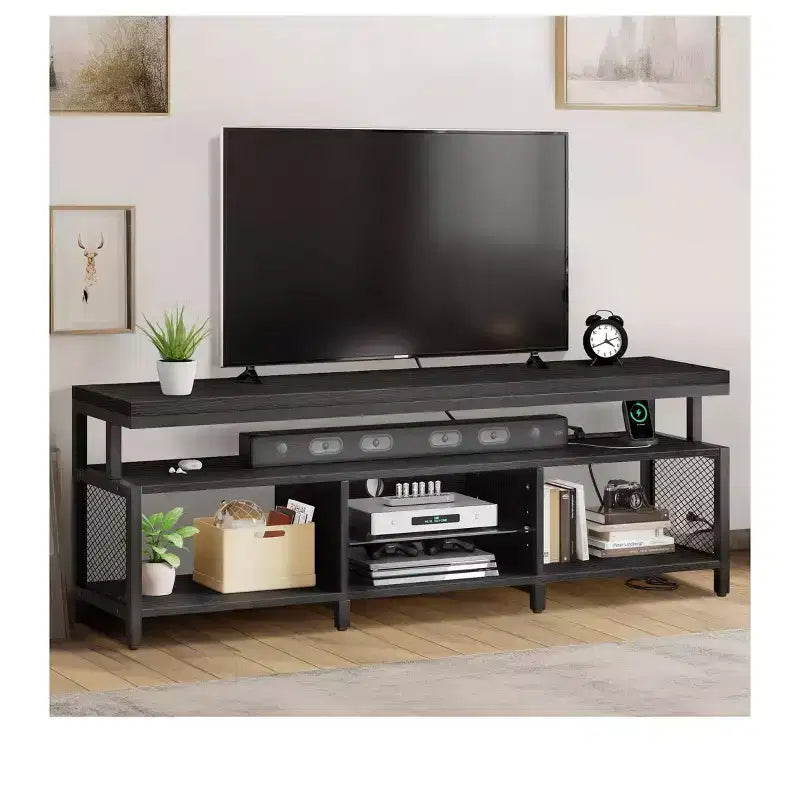 LED TV Stand With Power Outlets & Storage Shelves for 70/65/60 inch TVs, TV Entertainment Center Media Console For Living Room
