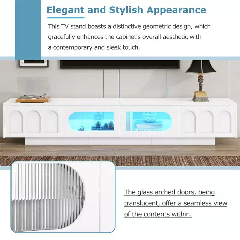 Meuble TV de ferme pour téléviseur de 70 pouces, meuble de rangement de 63 pouces, console multimédia moderne pour salon, chambre (blanc)