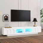 Meuble TV de ferme pour téléviseur de 70 pouces, meuble de rangement de 63 pouces, console multimédia moderne pour salon, chambre (blanc)