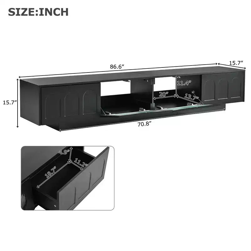 Meuble TV de ferme pour téléviseur de 70 pouces, meuble de rangement de 63 pouces, console multimédia moderne pour salon, chambre (blanc)