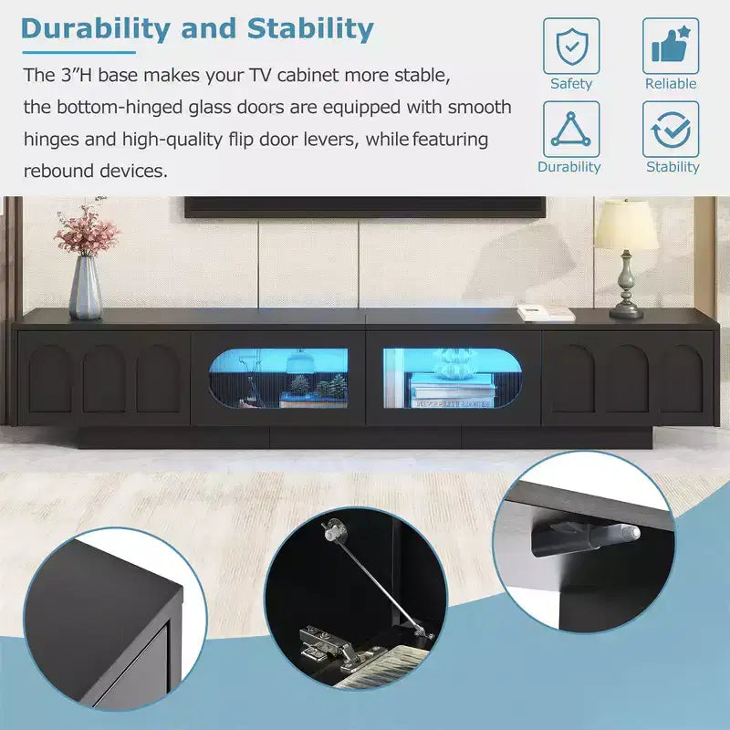 Meuble TV de ferme pour téléviseur de 70 pouces, meuble de rangement de 63 pouces, console multimédia moderne pour salon, chambre (blanc)