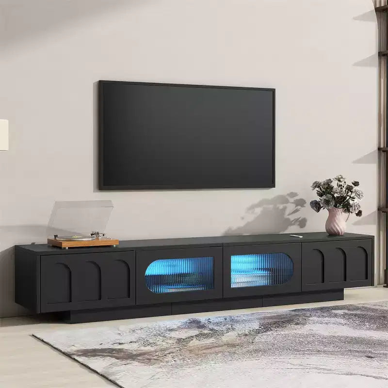 Meuble TV de ferme pour téléviseur de 70 pouces, meuble de rangement de 63 pouces, console multimédia moderne pour salon, chambre (blanc)