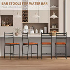 Tabourets de bar lot de 2, Tabourets de bar hauteur comptoir Chaises de salle à manger en métal avec dossier droit et coussin épais Chaises de salle à manger en cuir PU