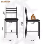 Tabourets de bar lot de 2, Tabourets de bar hauteur comptoir Chaises de salle à manger en métal avec dossier droit et coussin épais Chaises de salle à manger en cuir PU