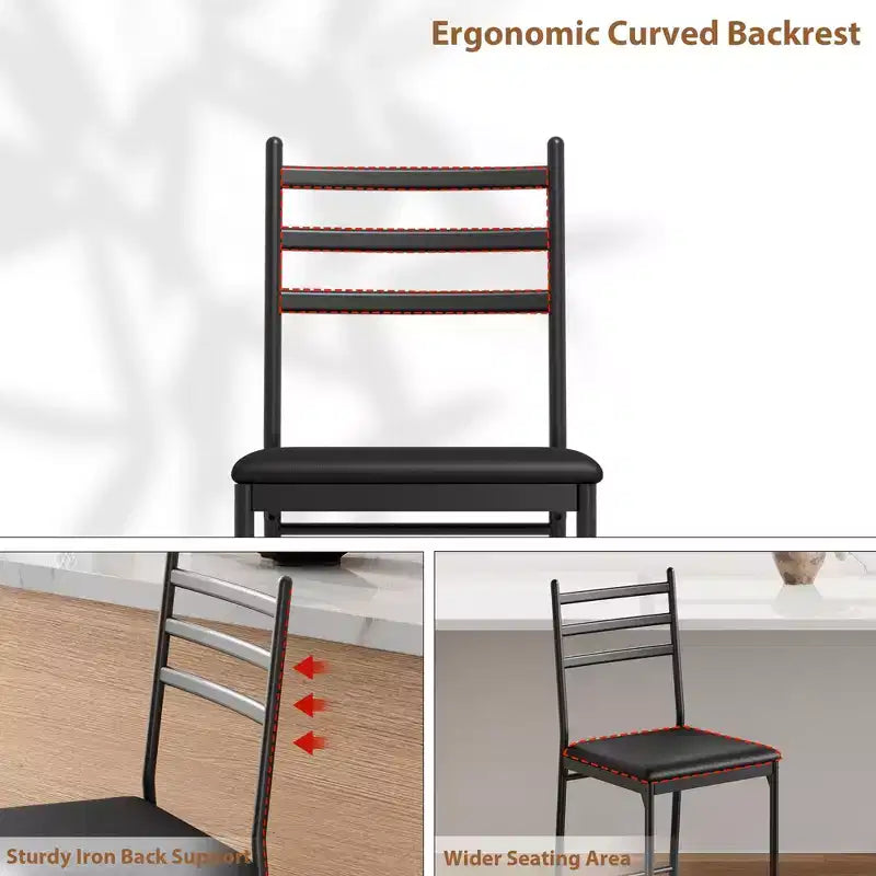 Tabourets de bar lot de 2, Tabourets de bar hauteur comptoir Chaises de salle à manger en métal avec dossier droit et coussin épais Chaises de salle à manger en cuir PU