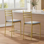 Tabourets de bar lot de 2, Tabourets de bar hauteur comptoir Chaises de salle à manger en métal avec dossier droit et coussin épais Chaises de salle à manger en cuir PU