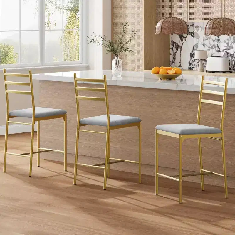 Tabourets de bar lot de 2, Tabourets de bar hauteur comptoir Chaises de salle à manger en métal avec dossier droit et coussin épais Chaises de salle à manger en cuir PU