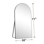 Miroir pleine longueur de 71 pouces Archede avec cadre en alliage d'aluminium et support, couleur noire