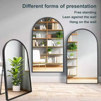 Miroir pleine longueur de 71 pouces Archede avec cadre en alliage d'aluminium et support, couleur noire