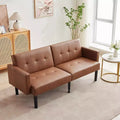 75.5 Convertible Futon Sofa Bed, Mid Century Futon Couch, 3-Position Adjustable Recliner Sofa, Modern Recliner with Legs, Easy Cleaning
