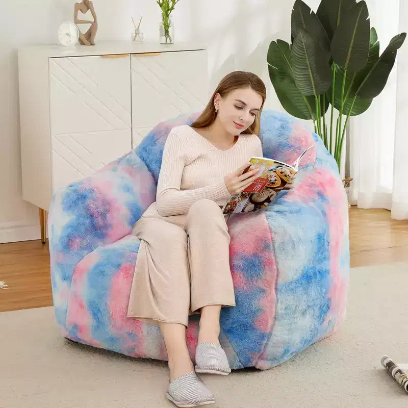 Pouf poire pour adultes, fauteuil décontracté en mousse à mémoire de forme et fausse fourrure moelleuse, pouf canapé ergonomique, pouf confortable pour dortoir, salon