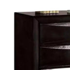 Commode haute, 5 tiroirs, poignées chromées, bois noir moderne