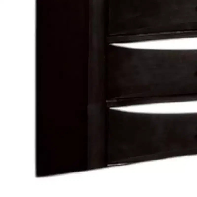 Commode haute, 5 tiroirs, poignées chromées, bois noir moderne