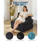 Canapé-lit pliant 3 en 1 avec oreiller, fauteuil-lit convertible 34, matelas portable sans structure avec support dorsal, aucun assemblage requis