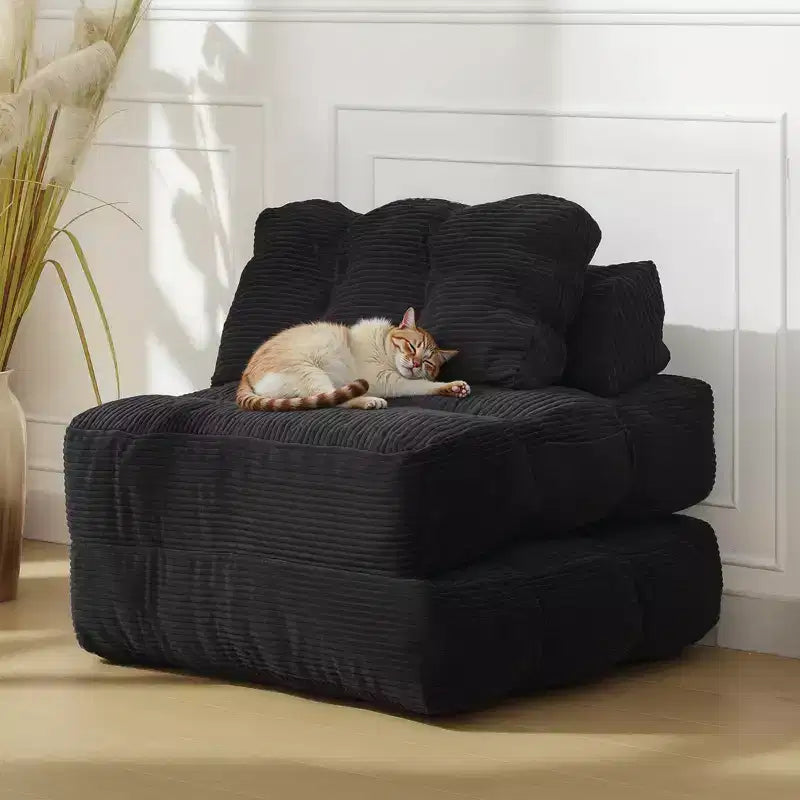 Canapé-lit pliant 3 en 1 avec oreiller, fauteuil-lit convertible 34, matelas portable sans structure avec support dorsal, aucun assemblage requis