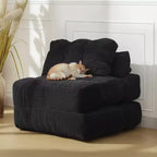 Canapé-lit pliant 3 en 1 avec oreiller, fauteuil-lit convertible 34, matelas portable sans structure avec support dorsal, aucun assemblage requis