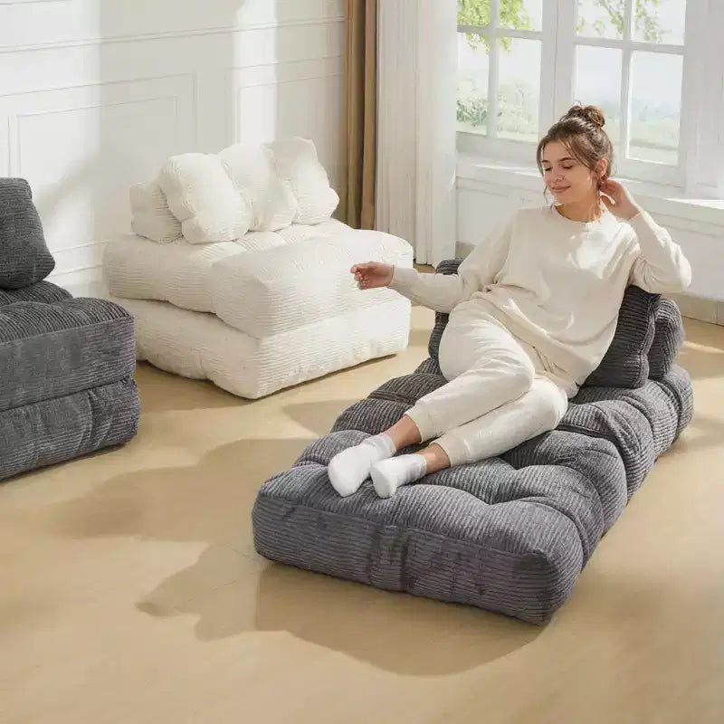 Canapé-lit pliant 3 en 1 avec oreiller, fauteuil-lit convertible 34, matelas portable sans structure avec support dorsal, aucun assemblage requis