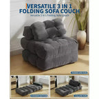Canapé-lit pliant 3 en 1 avec oreiller, fauteuil-lit convertible 34, matelas portable sans structure avec support dorsal, aucun assemblage requis