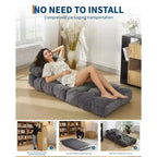 Canapé-lit pliant 3 en 1 avec oreiller, fauteuil-lit convertible 34, matelas portable sans structure avec support dorsal, aucun assemblage requis