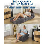 Canapé-lit pliant 3 en 1 avec oreiller, fauteuil-lit convertible 34, matelas portable sans structure avec support dorsal, aucun assemblage requis