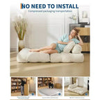 Canapé-lit pliant 3 en 1 avec oreiller, fauteuil-lit convertible 34, matelas portable sans structure avec support dorsal, aucun assemblage requis