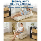 Canapé-lit pliant 3 en 1 avec oreiller, fauteuil-lit convertible 34, matelas portable sans structure avec support dorsal, aucun assemblage requis