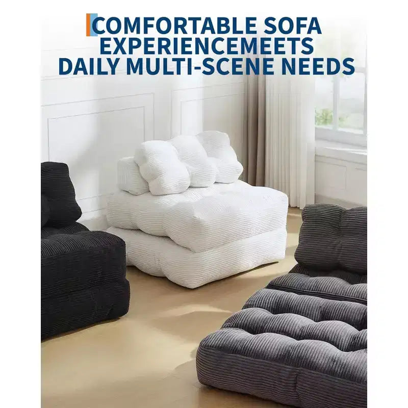 Canapé-lit pliant 3 en 1 avec oreiller, fauteuil-lit convertible 34, matelas portable sans structure avec support dorsal, aucun assemblage requis