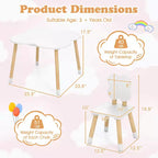 Ensemble table et 2 chaises pour enfants en forme de fleur, pieds en pin massif rose/blanc