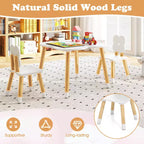 Ensemble table et 2 chaises pour enfants en forme de fleur, pieds en pin massif rose/blanc
