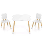 Ensemble table et 2 chaises pour enfants en forme de fleur, pieds en pin massif rose/blanc