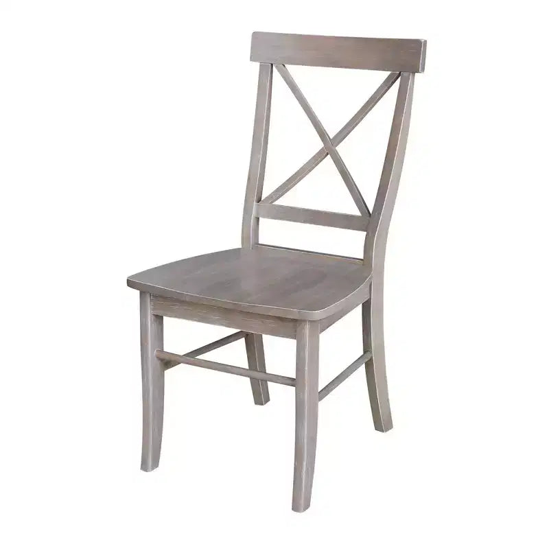 Table à manger ronde extensible Karen de 36 po avec 4 chaises à dossier taupe : Bois massif, pied central