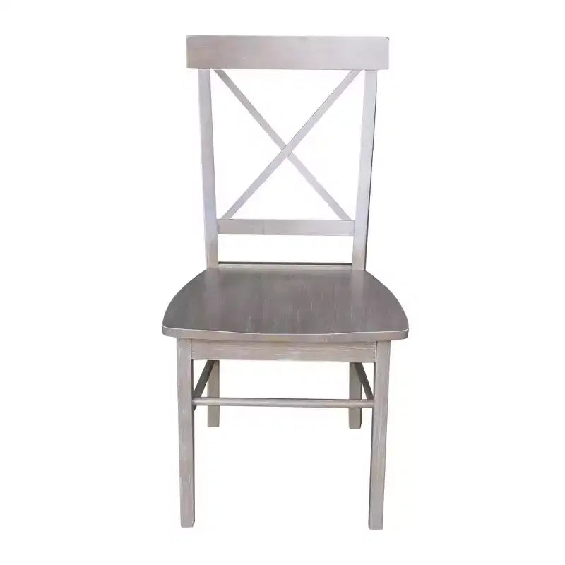 Table à manger ronde extensible Karen de 36 po avec 4 chaises à dossier taupe : Bois massif, pied central