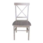 Table à manger ronde extensible Karen de 36 po avec 4 chaises à dossier taupe : Bois massif, pied central
