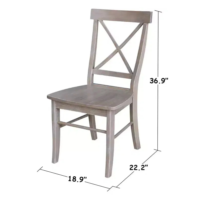 Table à manger ronde extensible Karen de 36 po avec 4 chaises à dossier taupe : Bois massif, pied central