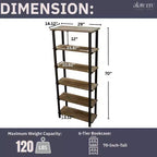 Étagère 5 tablettes Pomona 70 po en métal et bois massif, naturelle