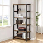 Étagère 5 tablettes Pomona 70 po en métal et bois massif, naturelle