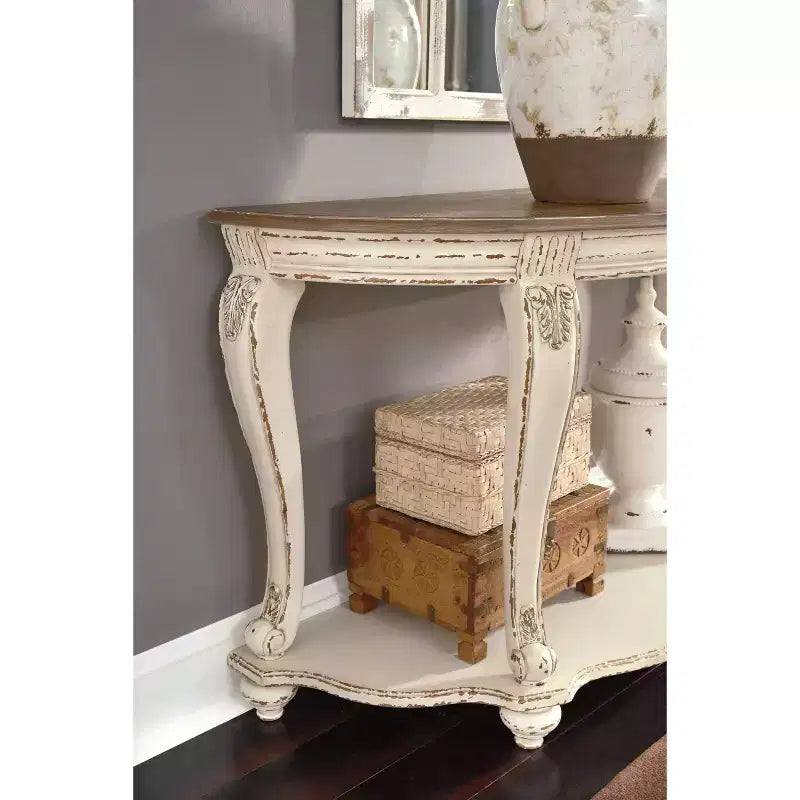 Table Console Blanc/Marron