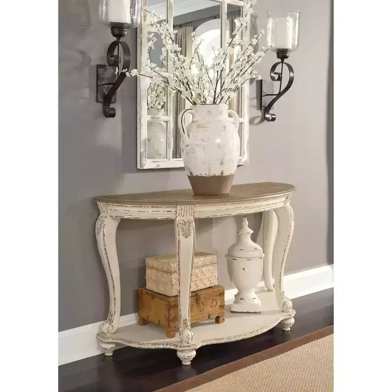 Table Console Blanc/Marron
