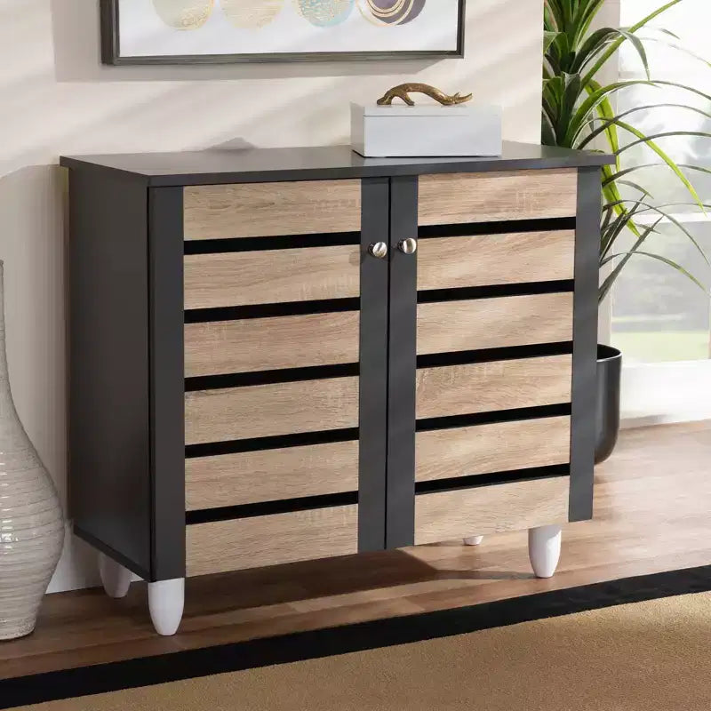 Meuble de rangement à chaussures pour porte, gris foncé