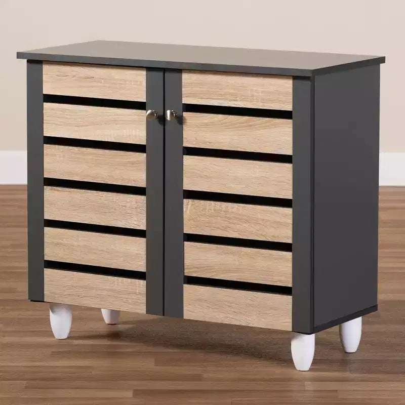Meuble de rangement à chaussures pour porte, gris foncé