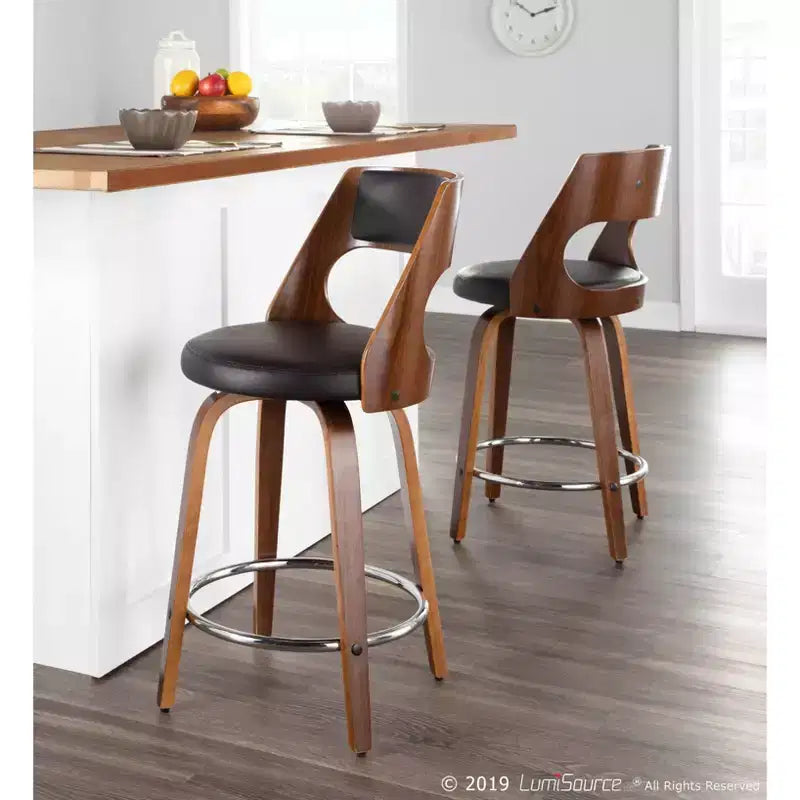 Lot de 2 tabourets de bar rembourrés hauteur comptoir
